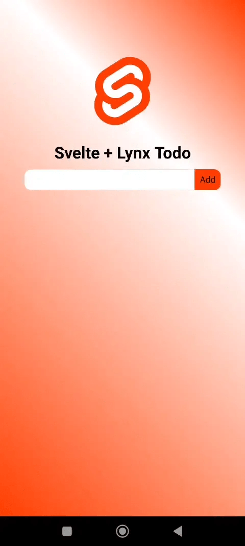 A video of a basic Todo app built with Lynx and Svelte